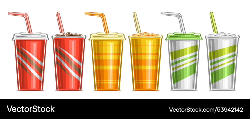 Paper cup set for soft drinks Royalty Free Vector Image