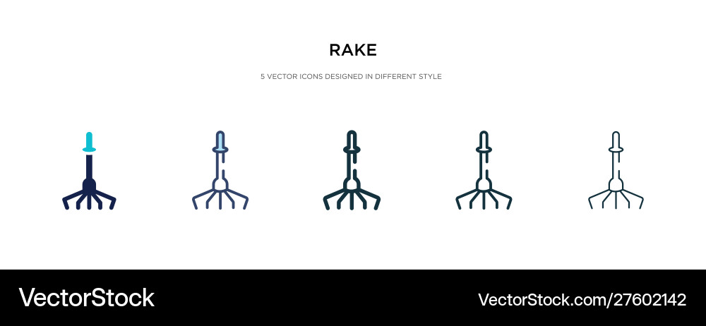 Rake icon in different style two colored Rake icon in different style two colored vector image