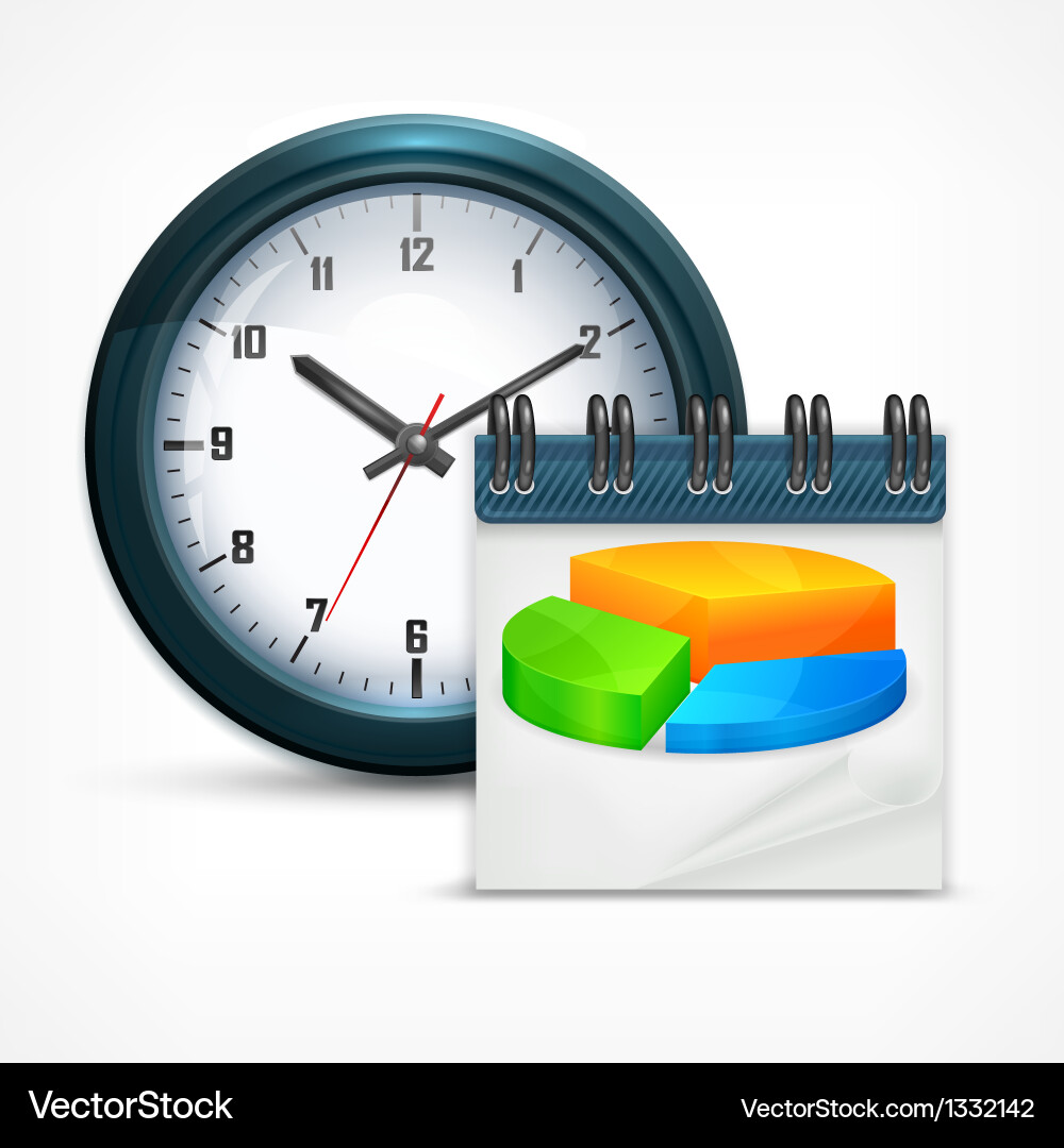 Round clock with chart vector image