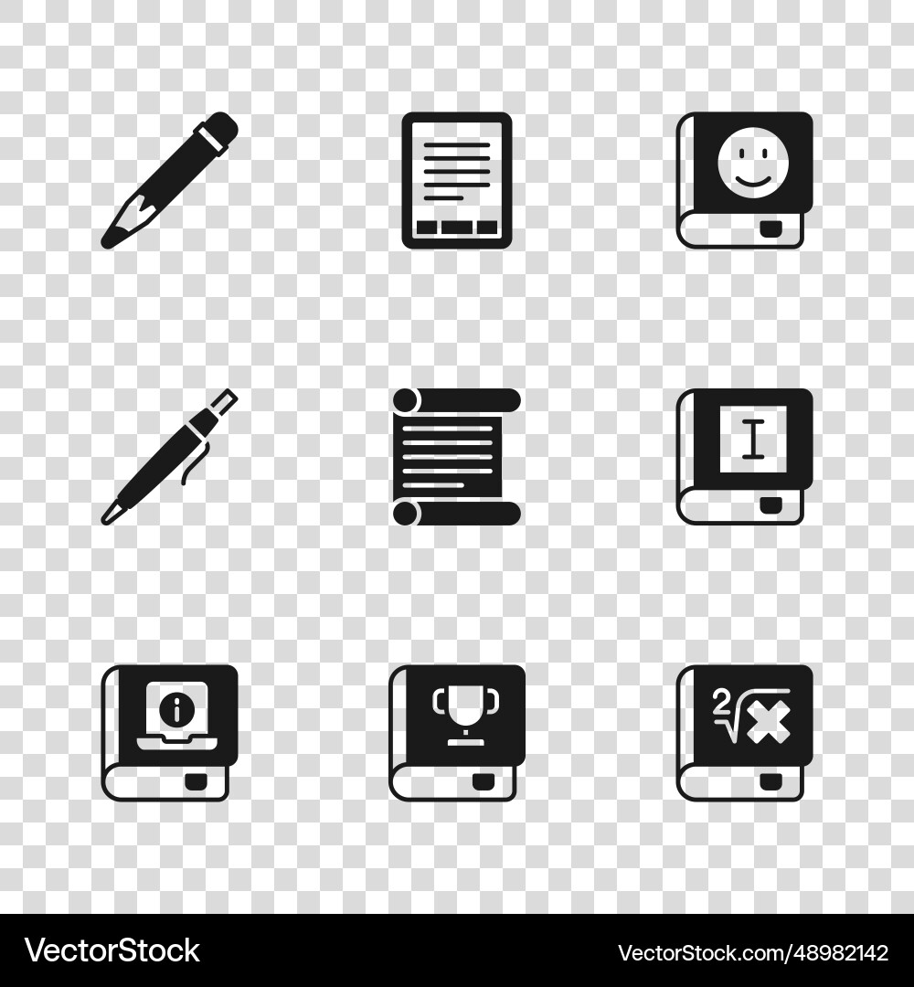Set book with mathematics decree parchment scroll Set book with mathematics decree parchment scroll vector image
