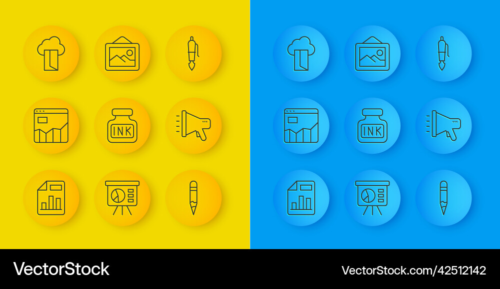 Set line document with graph chart Vector Image