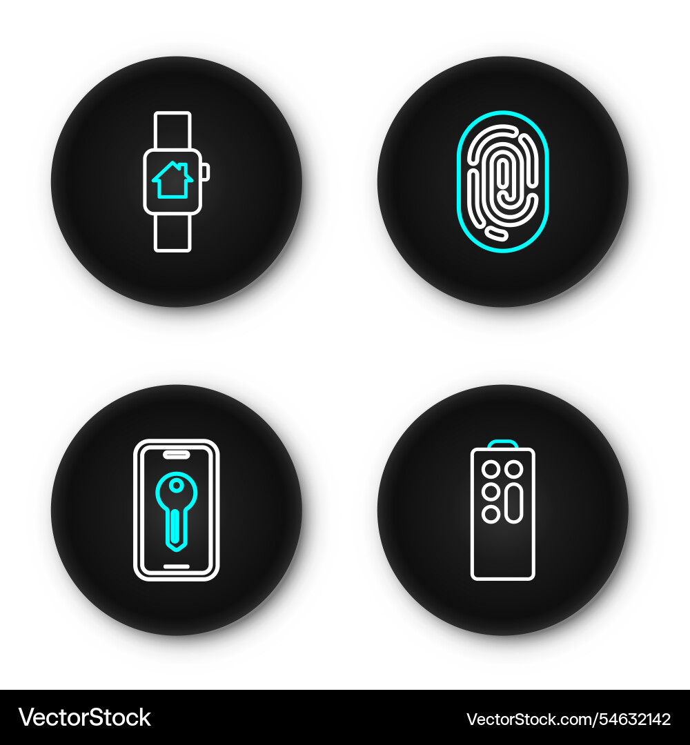 Set line remote control smart key fingerprint Set line remote control smart key fingerprint vector image
