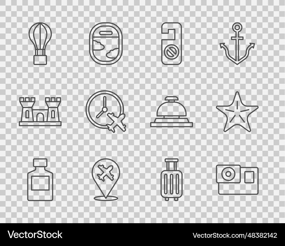 Set line whiskey bottle action camera please do Set line whiskey bottle action camera please do vector image