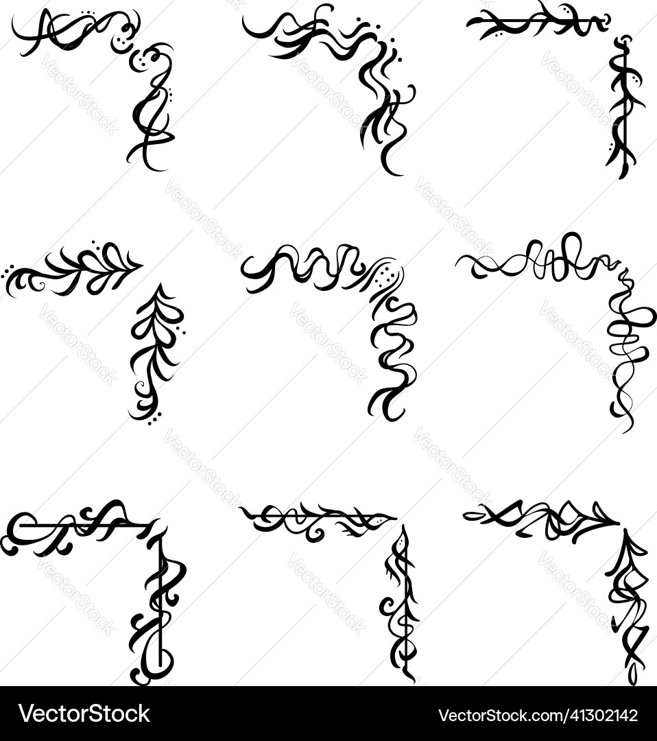 Set of decorative corners vignettes Set of decorative corners vignettes Vector Image