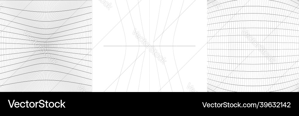 Set of deformed distorted grids meshes flex Vector Image