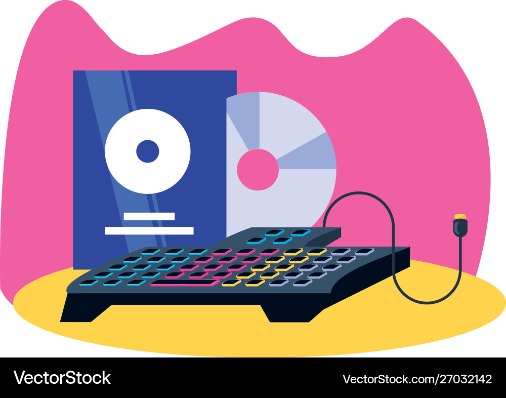 Video game compact disk with keypad vector image
