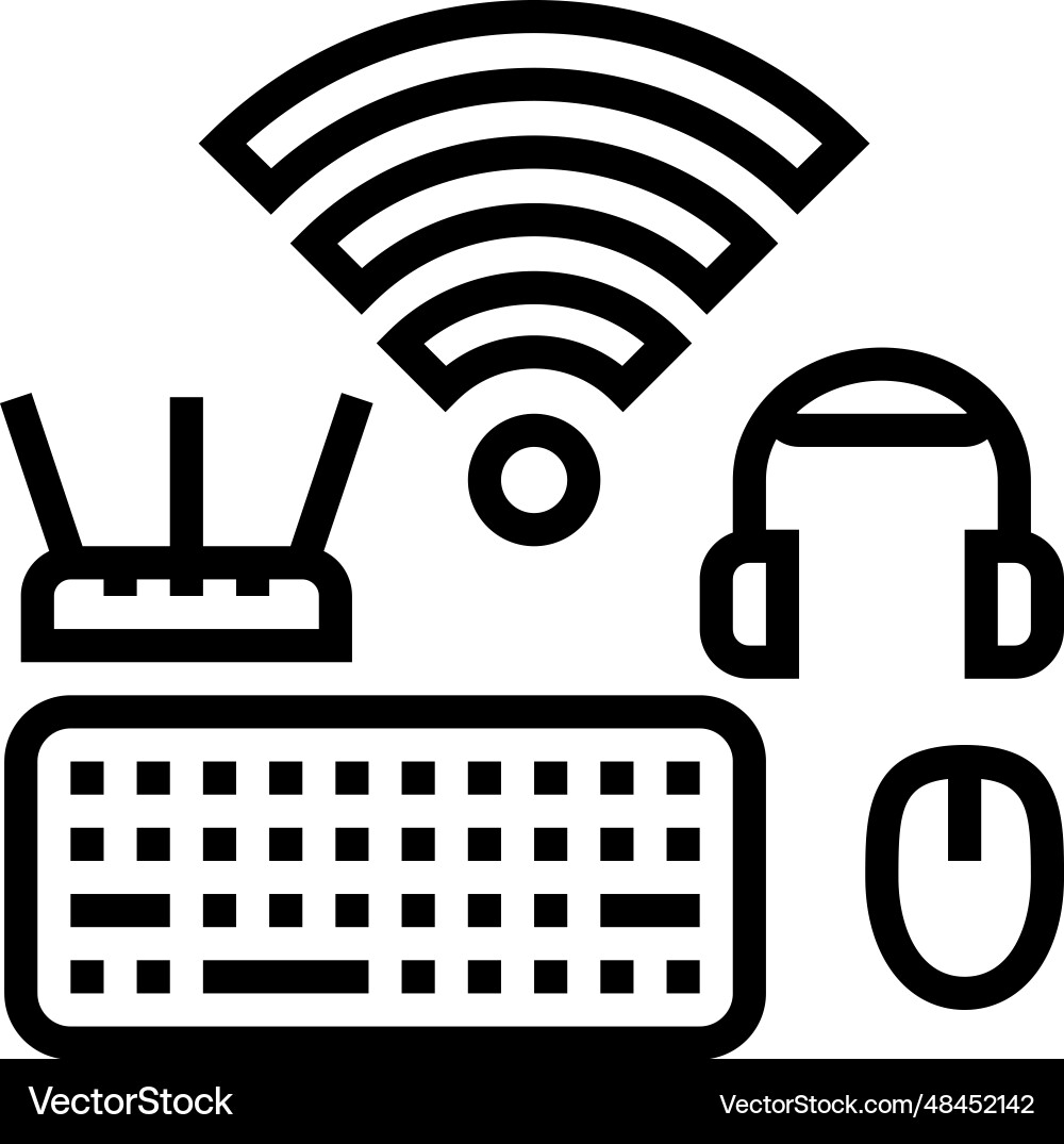 Wireless setup repair computer line icon Vector Image