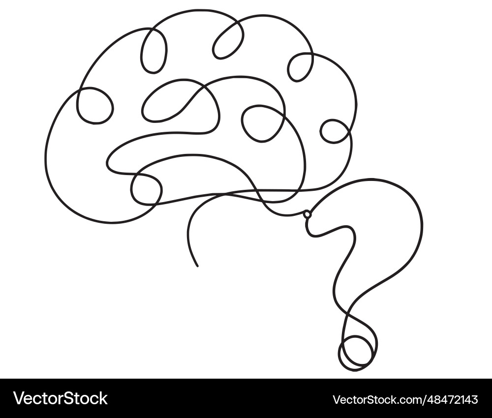 Abstract question mark with brain as continuous Abstract question mark with brain as continuous Vector Image