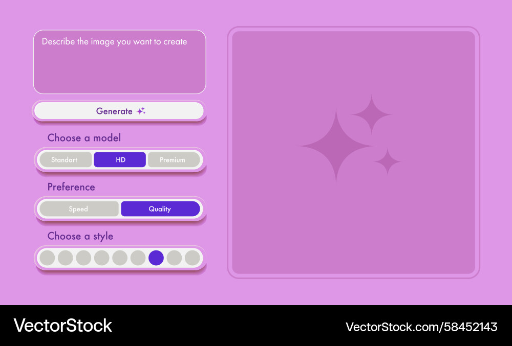 AI Image Generation UI Vector Image