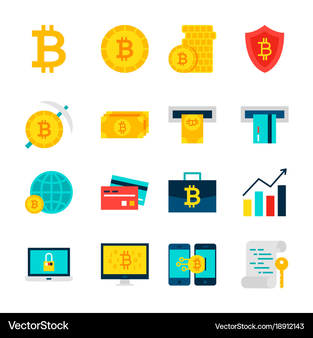 Bitcoin currency objects vector image