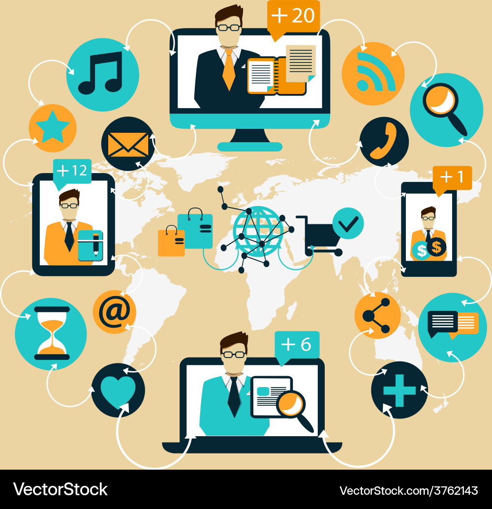 Business communication social network – Royalty-Free Vector | VectorStock, image size:1000x1035