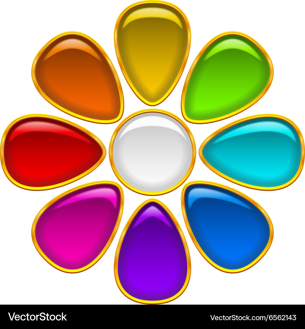 Button colorful flowe vector image