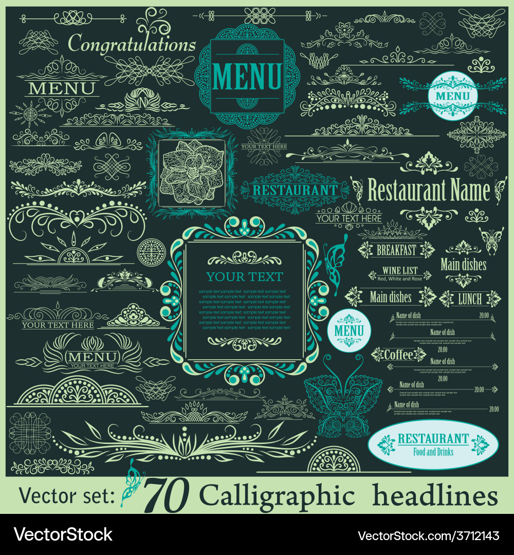 Calligraphic vintage design elements Royalty Free Vector