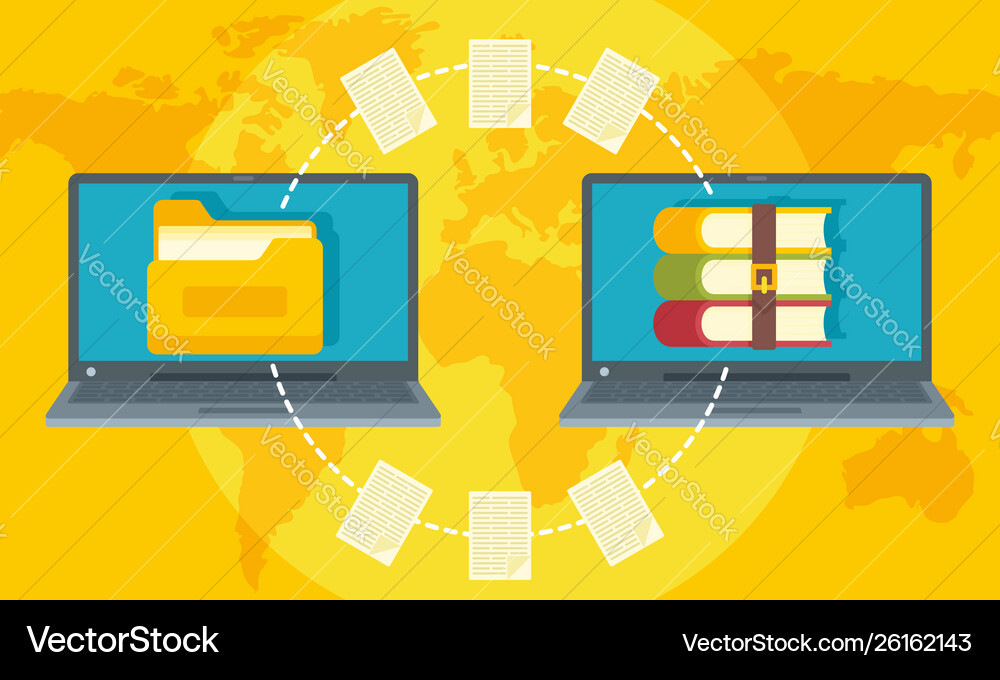 Computer archive concept background flat style Computer archive concept background flat style vector image