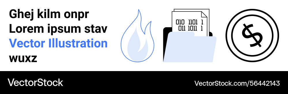 Data folder with binary code flame icon Data folder with binary code flame icon Vector Image