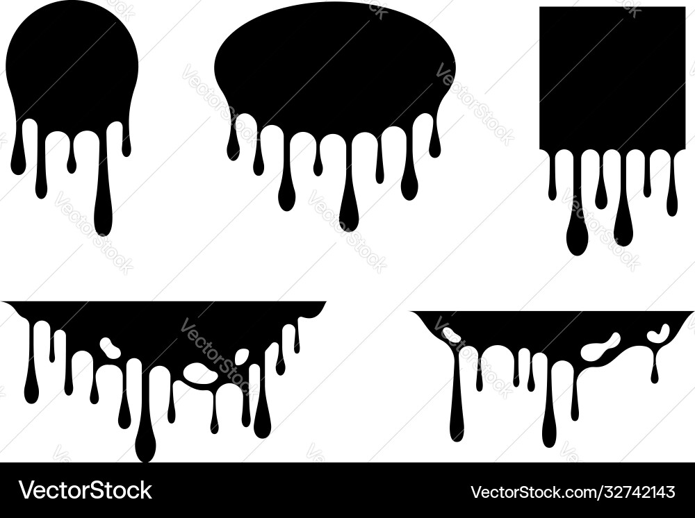 Dripping liquid design elements isolated frames vector image