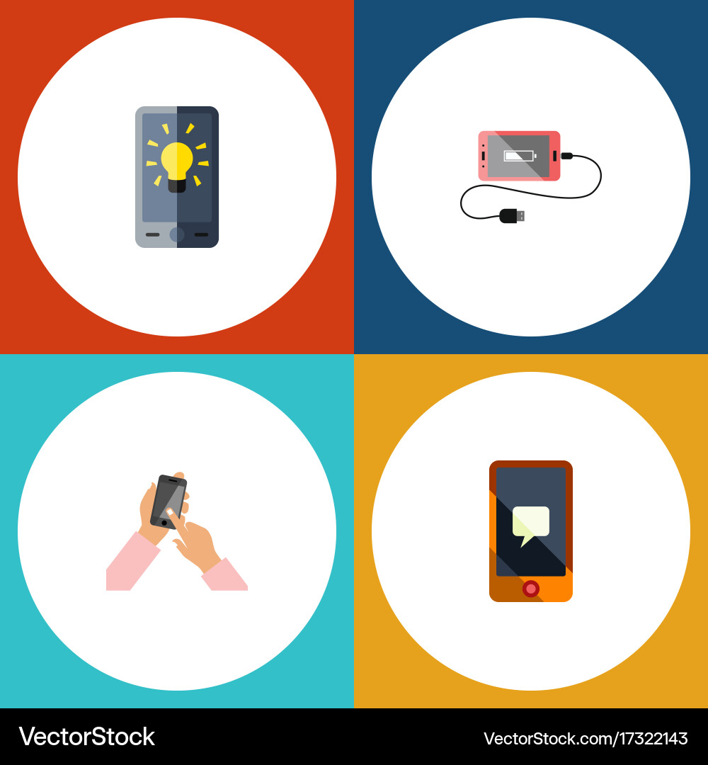 Flat icon touchscreen set of interactive display vector image