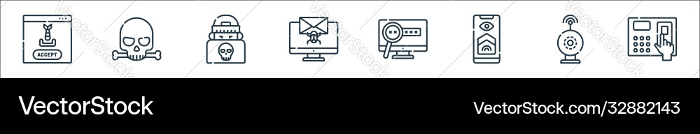 Hacker line icons linear set quality Hacker line icons linear set quality vector image