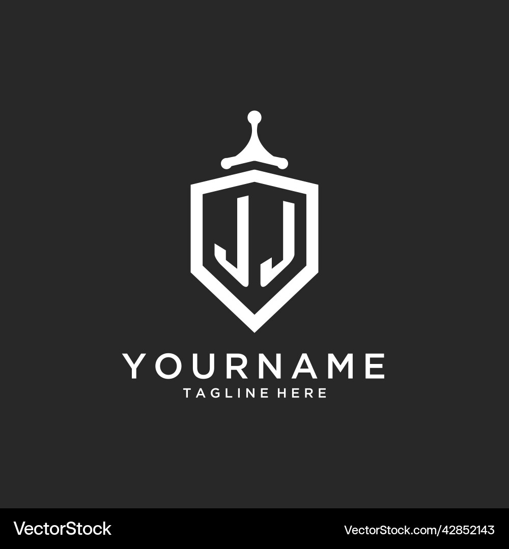 Jj monogram logo initial with shield guard shape Vector Image