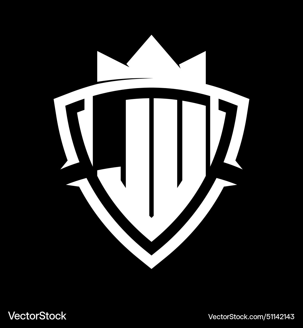Ju letter monogram with triangle curve shield Vector Image