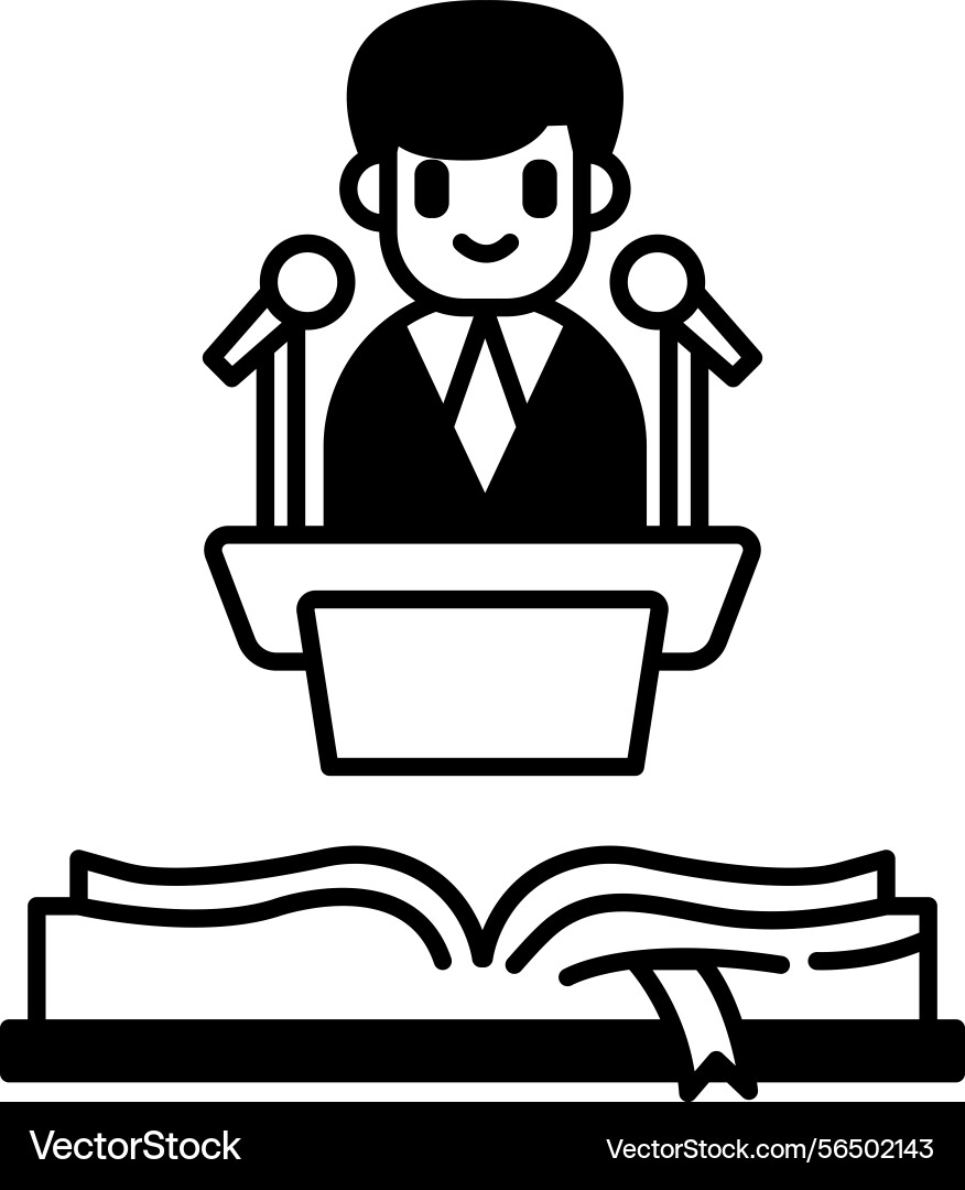 Man is standing in front of a microphone vector image