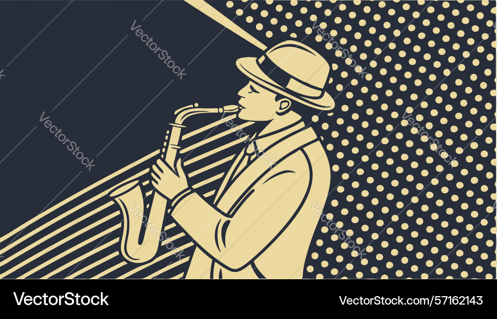 Man playing a saxophone with music notes design vector image