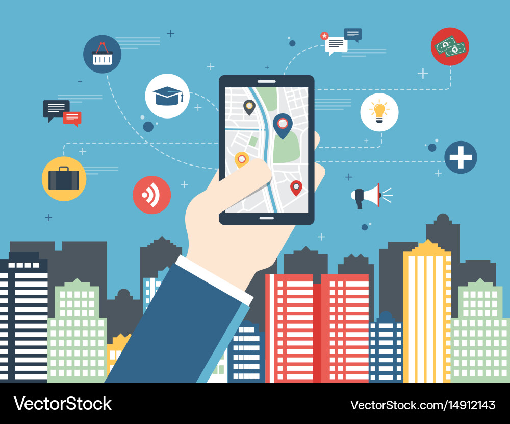 Mobile GPS Navigation Map vector image