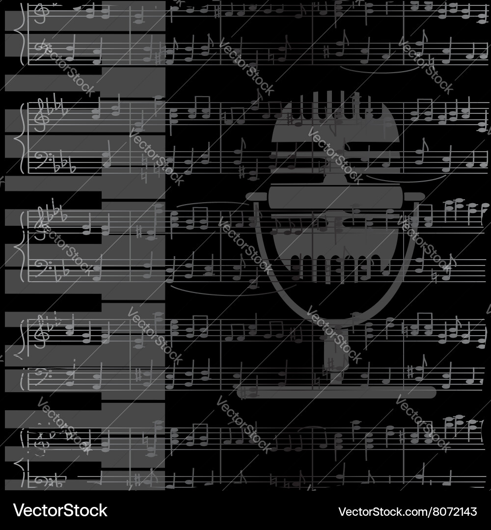 Music Performance Background with Keyboard and Mic Vector Image