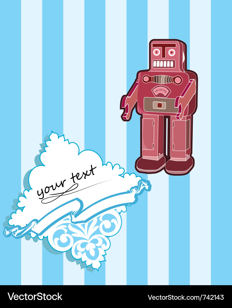 Robot card with baroque elements Vector Image