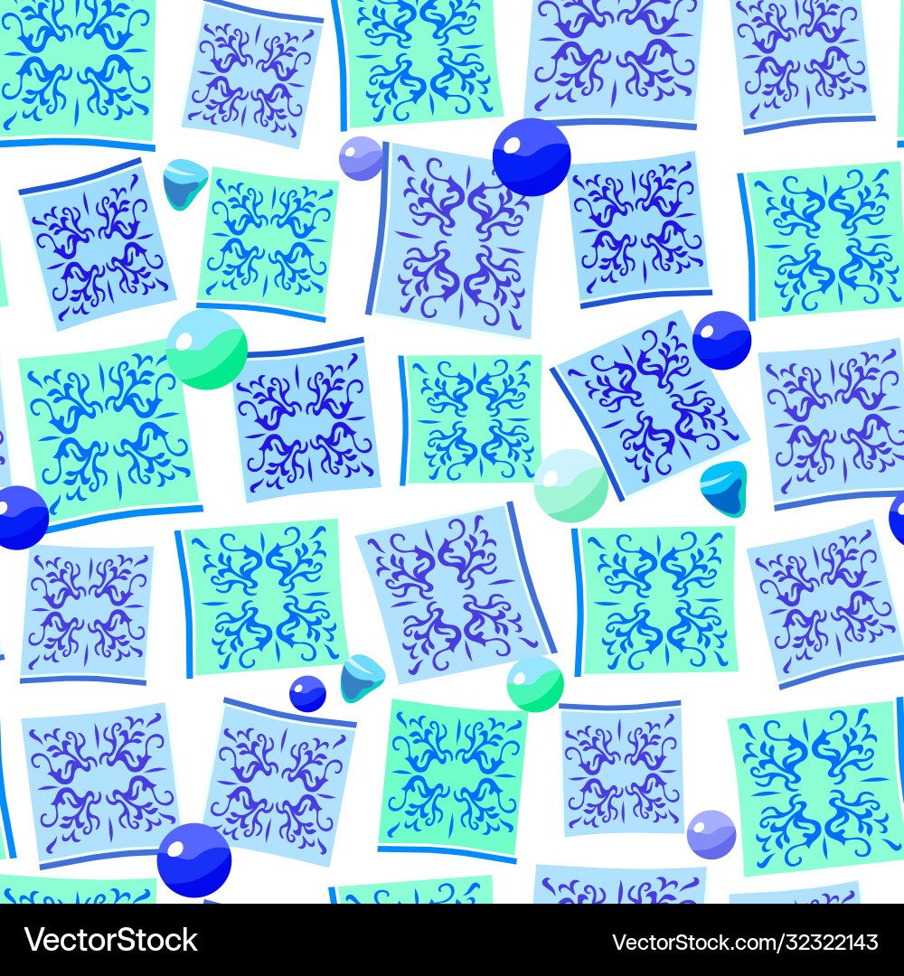 Seamless pattern with majolic tile elements vector image
