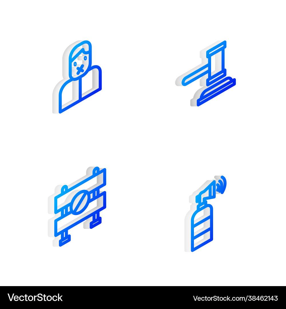 Set isometric line judge gavel censor and freedom Set isometric line judge gavel censor and freedom vector image