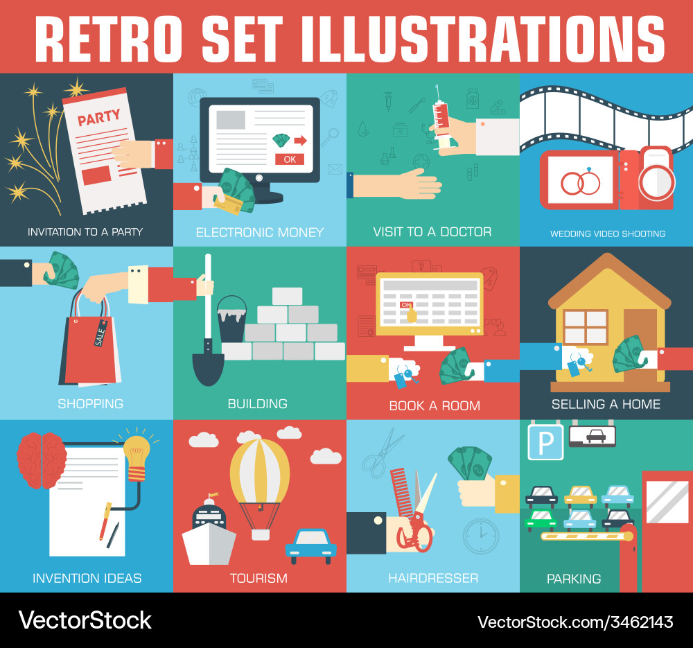 Set of flat communication concepts background vector image