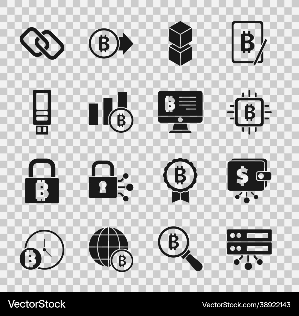 Set server cryptocurrency wallet cpu mining farm Set server cryptocurrency wallet cpu mining farm vector image