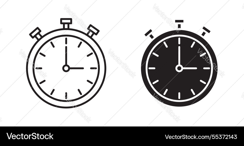 Stopwatch icon set in thin line for web vector image