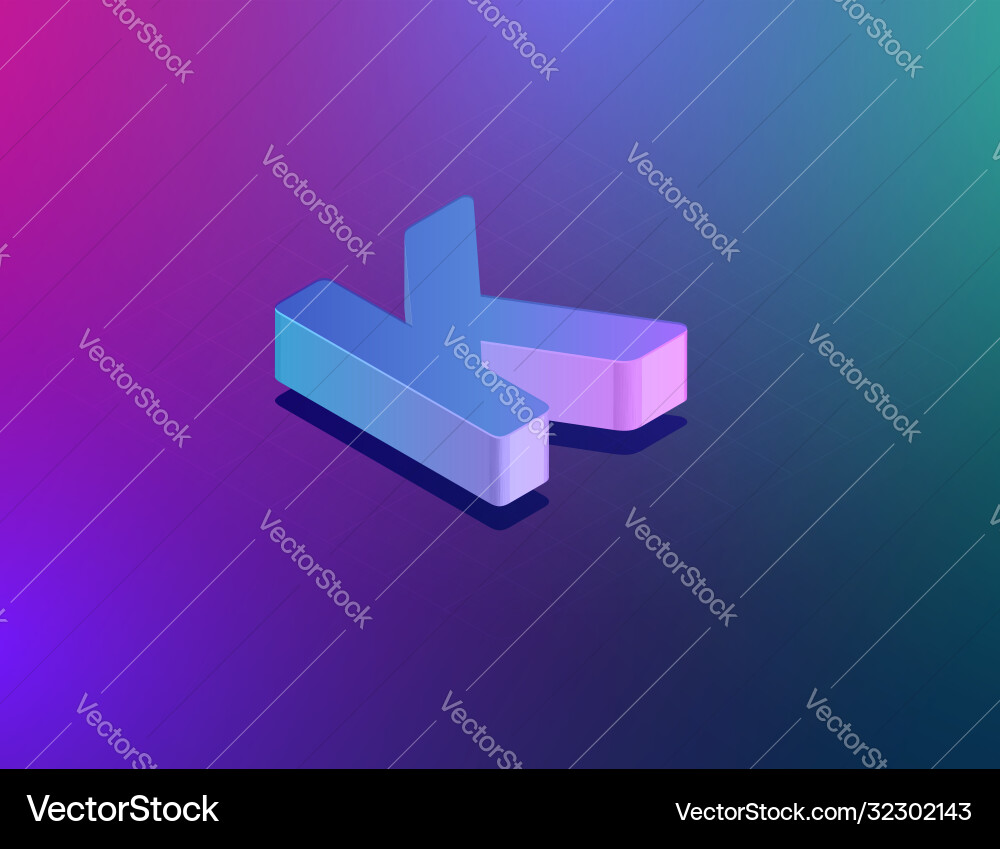 Three dee tech font character k isometric Three dee tech font character k isometric vector image