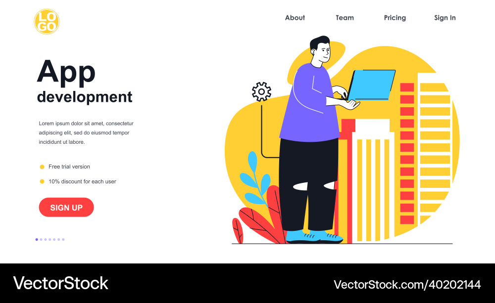 App development web banner concept App development web banner concept vector image