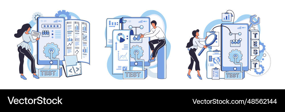 Application testing metaphor software Application testing metaphor software Vector Image