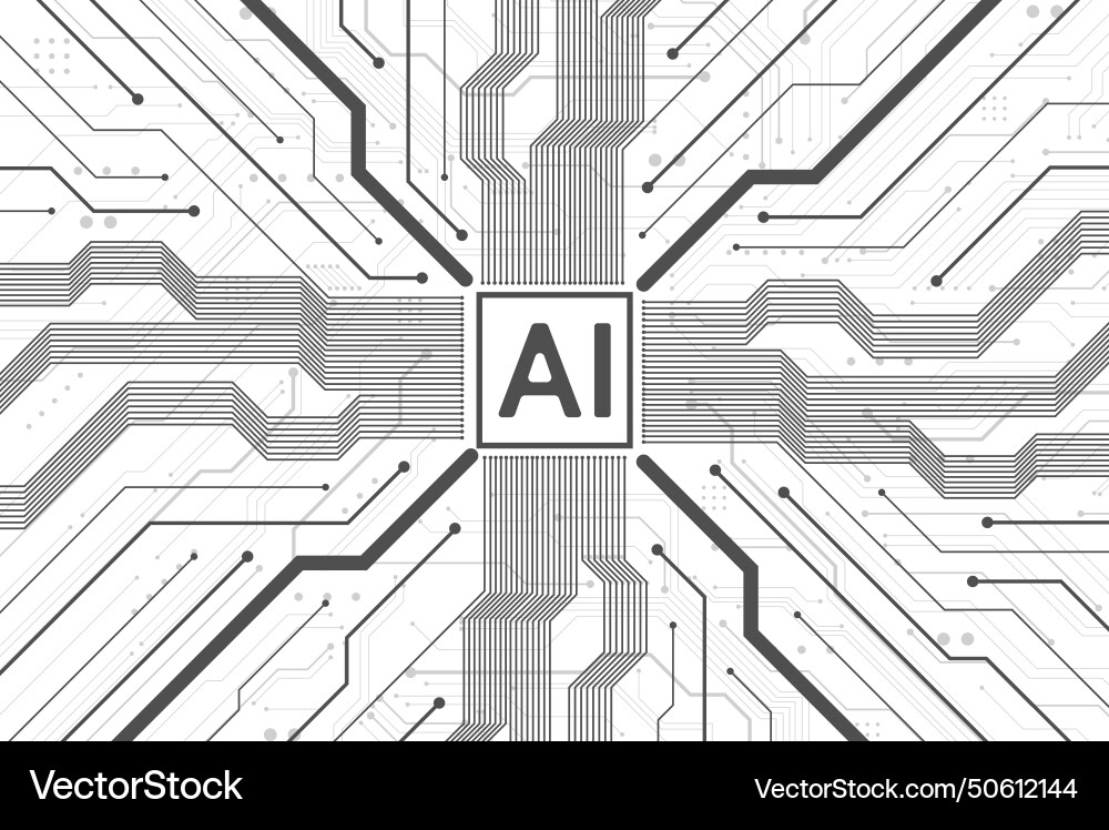 Artificial intelligence circuit line style Artificial intelligence circuit line style vector image