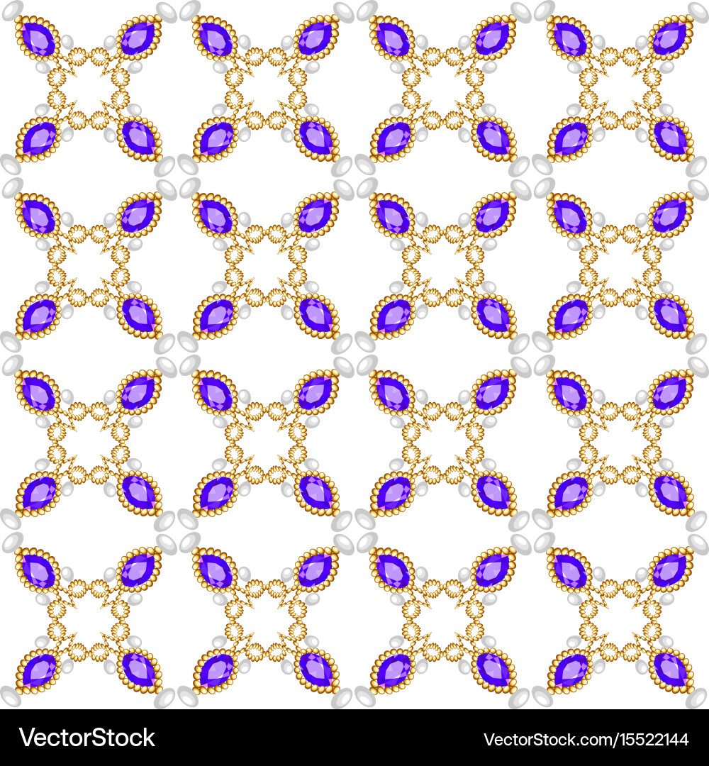 Background seamless with pattern and gems Vector Image