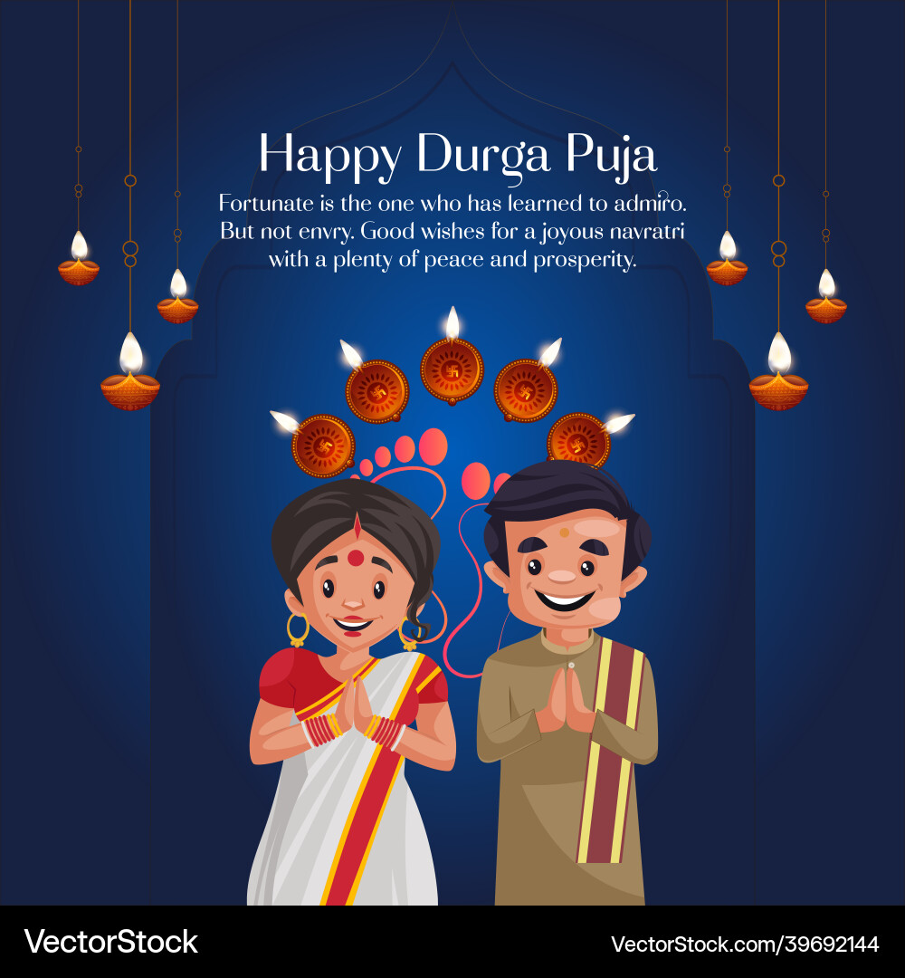 Banner design of happy durga puja vector image