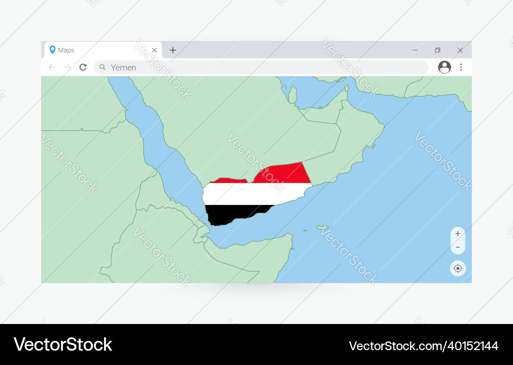 Browser window with map of yemen searching Browser window with map of yemen searching vector image