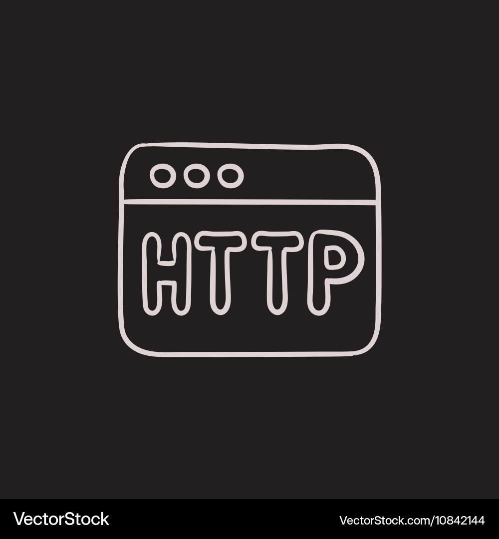 Browserfenster mit http-Textskizzensymbol vektorbild