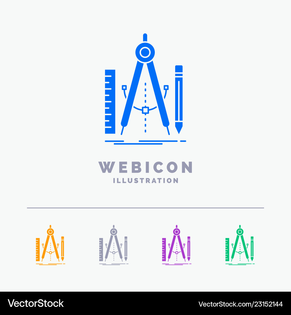 Build design geometry math tool 5 color glyph web Build design geometry math tool 5 color glyph web vector image