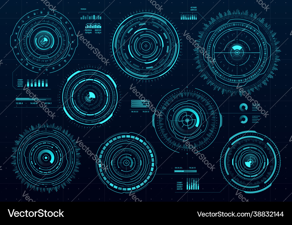 Circle hud digital interface data dashboard vector image