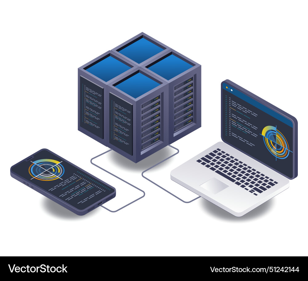 Control management analysis server technology Control management analysis server technology vector image