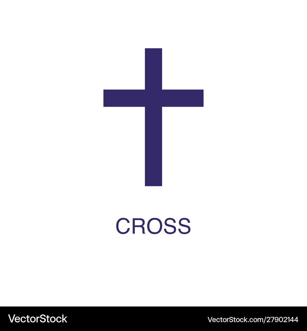 Cross element in flat simple style on white vector image