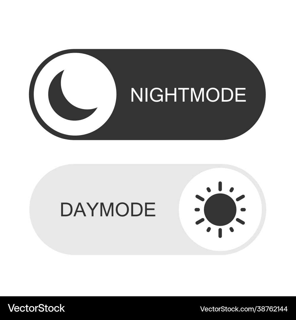 Day and night mode switcher on off switch element Day and night mode switcher on off switch element vector image