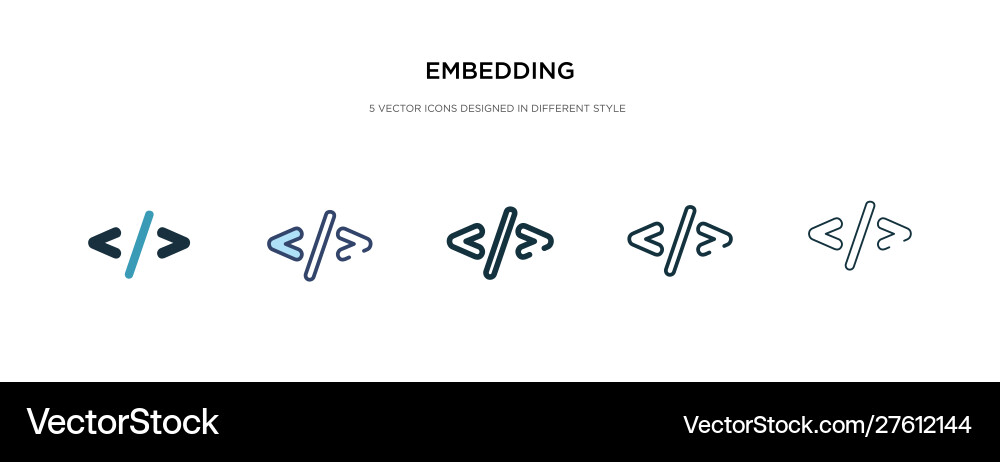 Embedding icon in different style two colored Embedding icon in different style two colored vector image