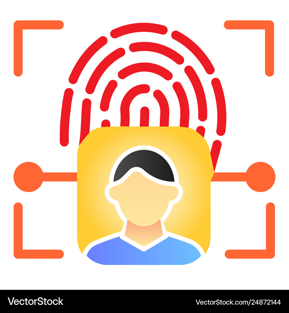 Fingerprint user recognition flat icon focus Fingerprint user recognition flat icon focus vector image