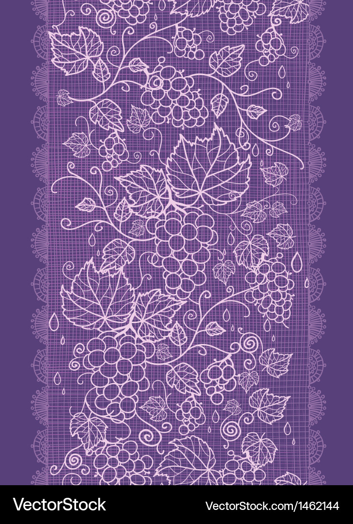 Lace grape vines vertical seamless pattern Vector Image